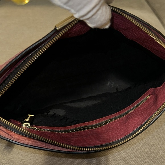 BURBERRY MAGENTA EMBOSSED CHECK LEATHER CHICHESTER CROSSBODY BAG - Picture 8 of 12